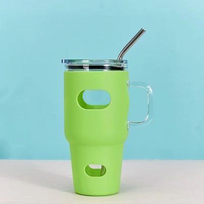 食品グレードのサブライメーション 32オンス ガラスタンブラー 木製蓋とストロー