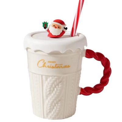 400ml 容量 クリスマスツリー セラミックカップ 蓋とストロー 持続可能な素材