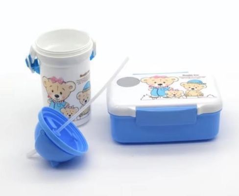 学生と子供のための便利な500mlのストローケトルプラスチックランチボックスセット