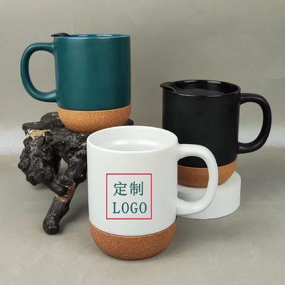 ミニマリストデザインスタイル 400ml 茶とコーヒーのコーク底付きの大きなセラミックカップ