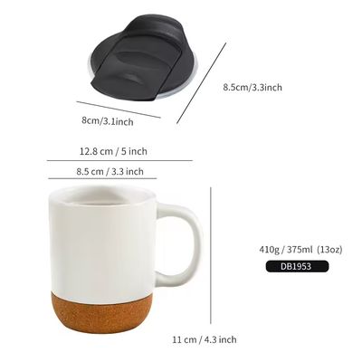 ミニマリストデザインスタイル 400ml 茶とコーヒーのコーク底付きの大きなセラミックカップ