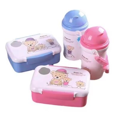 カスタマイズされたロゴ 受け入れられる 子供 漫画 ランチボックス 500ml ストローケトルセット