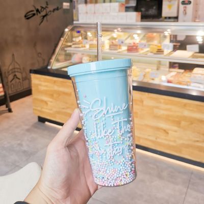 ダブルウォール 550ml Bpaフリー グリッター アイスクリーム トンブルカー 旅行に優しい
