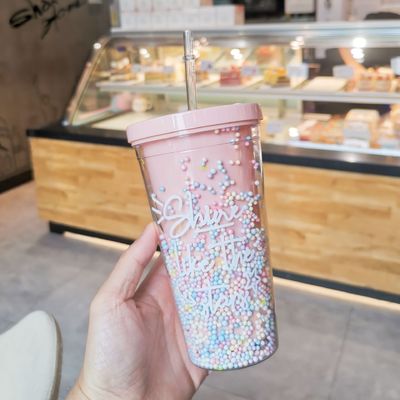 ダブルウォール 550ml Bpaフリー グリッター アイスクリーム トンブルカー 旅行に優しい