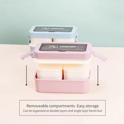 環境に優しい優位性 あらゆる年齢層の持ち運び可能な重用可能なプラスチック製のベントーランチボックス