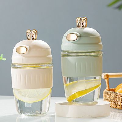 カスタマイズされたロゴ 受け入れられる 420ml ガラス ウサギ耳 シリコンセット 繊細なプレゼント