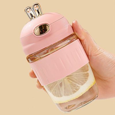 カスタマイズされたロゴ 受け入れられる 420ml ガラス ウサギ耳 シリコンセット 繊細なプレゼント