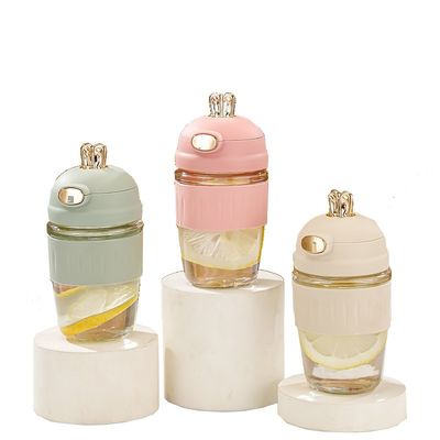 420ml ガラスの水カップ ストローコーヒーカップ 屋外活動 登山 環境に優しい