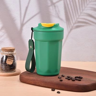 カスタムロゴカップ ステンレス鋼タンブラー 420ml 旅行カップ 蓋とロープ