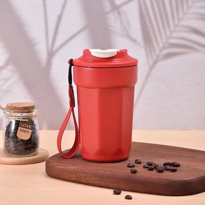 カスタムロゴカップ ステンレス鋼タンブラー 420ml 旅行カップ 蓋とロープ