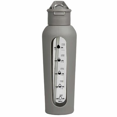 1000ml カスタマイズされたカラー耐久性ガラスの水瓶 ストロー蓋とシリコン袖