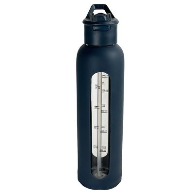 0.5KG Bpaフリーガラススポーツ水瓶 ストローと保護シリコン袖
