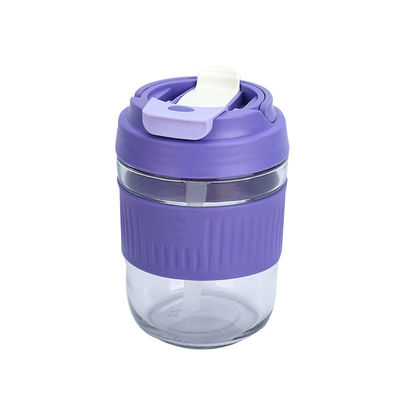 受け入れられるOEM/ODM 400/550ml 漏れ防止の二重飲料グラスカップ シリコン袖付き