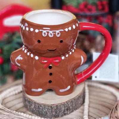 MUGS ドリンクウェアタイプ 10OZ キュート・ジンジャーケーキ・マンデザインのセラミック・クリスマス・コーヒー・カップ