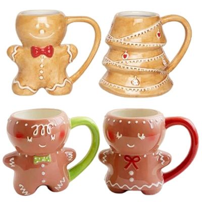 MUGS ドリンクウェアタイプ 10OZ キュート・ジンジャーケーキ・マンデザインのセラミック・クリスマス・コーヒー・カップ