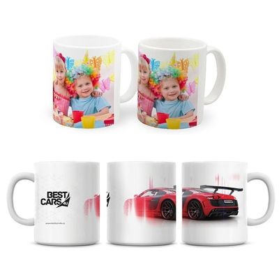 オーダーメイド デザインセラミック 11オンス ホワイトコーヒーカップ