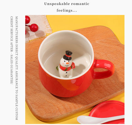 オーダーメイド 350ml セラミックコーヒーカップ 蓋とハンドル ミニマリストパーティーの休日のデザイン