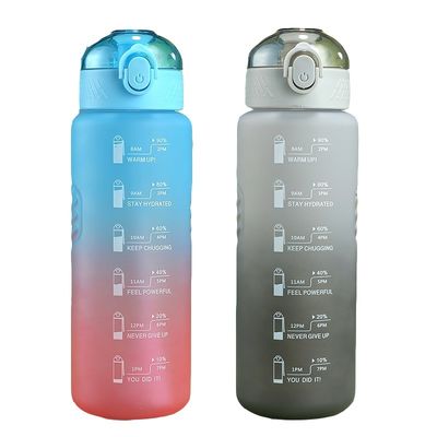1000ml ポータブル 防水 BPA フリー ウォーター ボトル タイムマーカー と スポーツ用 ストロー