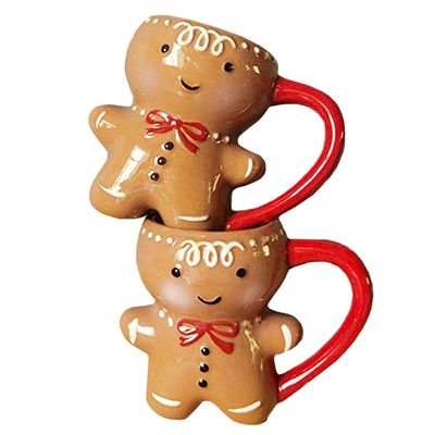 クリスマスデー カスタム 300ml 可愛いジンジャーケーキ 男の形 抱擁カップ セラミックコーヒーカップ