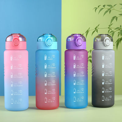 1000ml ポータブル 防水 BPA フリー ウォーター ボトル タイムマーカー と スポーツ用 ストロー