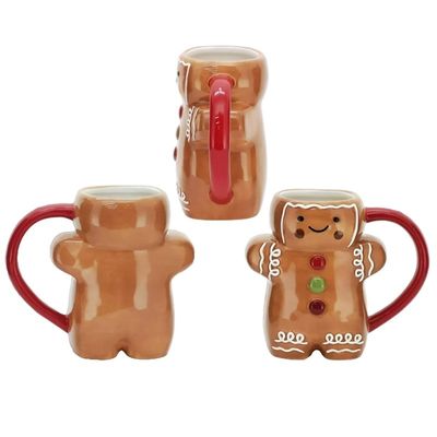 クリスマスデー カスタム 300ml 可愛いジンジャーケーキ 男の形 抱擁カップ セラミックコーヒーカップ