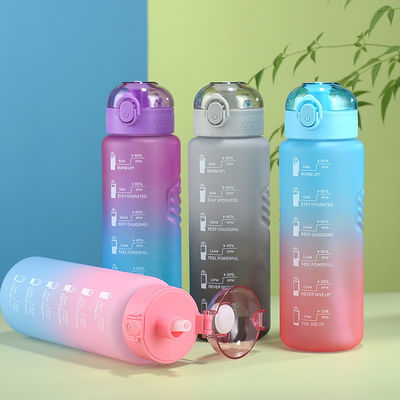 1000ml ポータブル 防水 BPA フリー ウォーター ボトル タイムマーカー と スポーツ用 ストロー