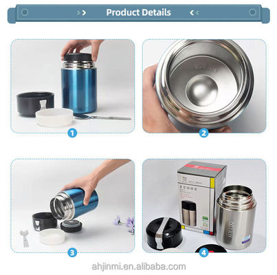 500ml 容量 ステンレス スチール 真空 断熱 食品 暖房 容器 熱熱 設計