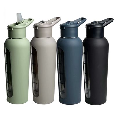 オーダーメイド ロゴ 受け入れられる 700ml/1000ml 時間スタンプ付き 携帯ガラスボトル
