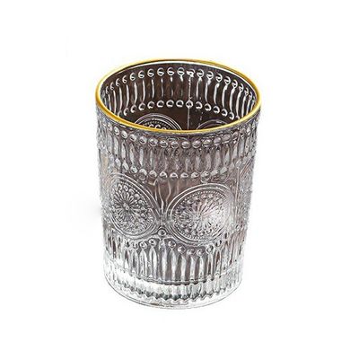 300ML/380ML 容量 ストレート 紫陽花 彫刻ガラス 飲水杯 レトロスタイル