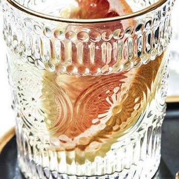300ML/380ML 容量 ストレート 紫陽花 彫刻ガラス 飲水杯 レトロスタイル