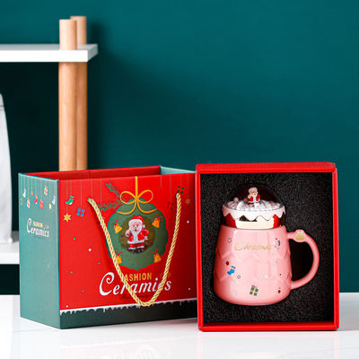 セラミックエナメルタンブラーセット クリスマスプレゼント用赤カップ コーヒーミルク水カップ機能