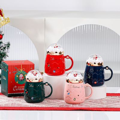 セラミックエナメルタンブラーセット クリスマスプレゼント用赤カップ コーヒーミルク水カップ機能