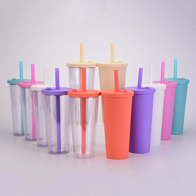 バック・トゥ・スクール オカシオン 隔離式 ダブルウォールデザイン カスタムロゴと蓋付きの 24 OZ プラスチックカップ