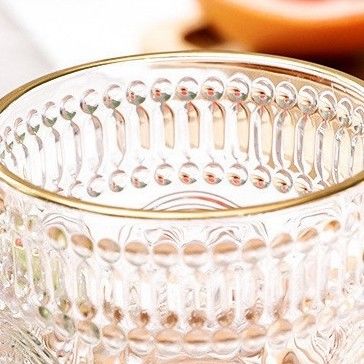 水晶透明の紫陽花 ウイスキー コーヒー 水ガラス カップ 黄金の縁とロゴ付き