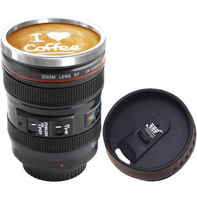クリエイティブ ダブルウォールステンレス 400ml カメラレンズ 形 カフェカップ 旅瓶