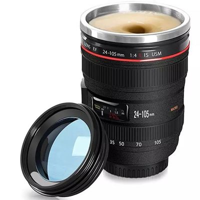 クリエイティブ ダブルウォールステンレス 400ml カメラレンズ 形 カフェカップ 旅瓶
