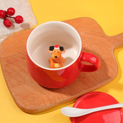 ミニマリストスタイル 309g クリスマス セラミック カフェカップ 3D 動物デザイン