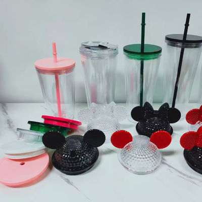 16オンス/24オンス 学生スポーツカップ 蓋とストロー 双壁プラスチック水瓶