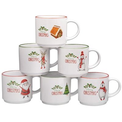 14オンス セラミックコーヒー ミルクカップ ポルセラン ホワイト クリスマスコーヒーカップ