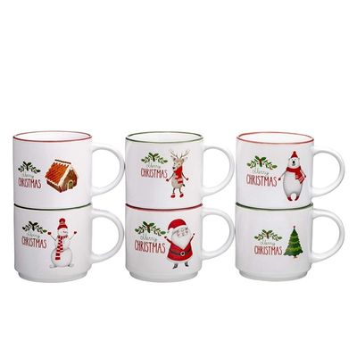 14オンス セラミックコーヒー ミルクカップ ポルセラン ホワイト クリスマスコーヒーカップ
