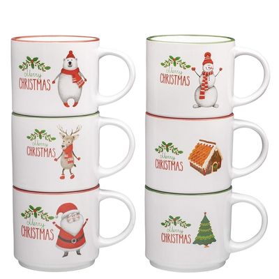 14オンス セラミックコーヒー ミルクカップ ポルセラン ホワイト クリスマスコーヒーカップ