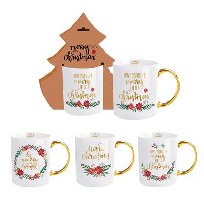 14オンス セラミックコーヒー ミルクカップ ポルセラン ホワイト クリスマスコーヒーカップ