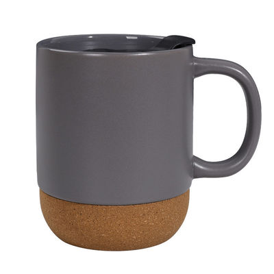 450MLコルクベース石器 マットセラミックコーヒーカップ PP蓋付き 完璧な祭りプレゼント