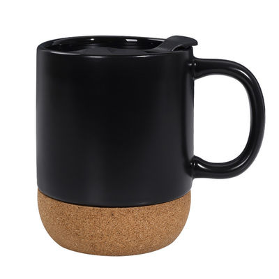 450MLコルクベース石器 マットセラミックコーヒーカップ PP蓋付き 完璧な祭りプレゼント