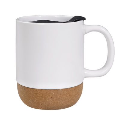 450MLコルクベース石器 マットセラミックコーヒーカップ PP蓋付き 完璧な祭りプレゼント