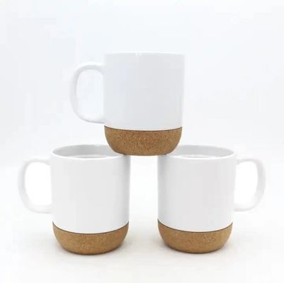 450ML カスタム ロゴ マット 黒 白 コルクベース セラミック カフェ 旅行 カップ PP 蓋付き