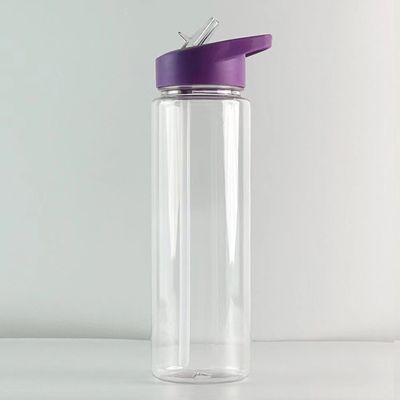 モダンなデザイン 350ml BPAフリー 透明なプラスチック水瓶 フリップストロー付き 旅行用