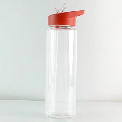 モダンなデザイン 350ml BPAフリー 透明なプラスチック水瓶 フリップストロー付き 旅行用
