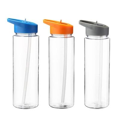 モダンなデザイン 350ml BPAフリー 透明なプラスチック水瓶 フリップストロー付き 旅行用
