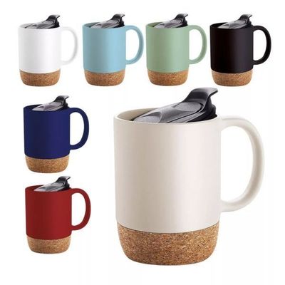黒色マット色 グラス セラミックコルク底 カフェカップ カスタムロゴ